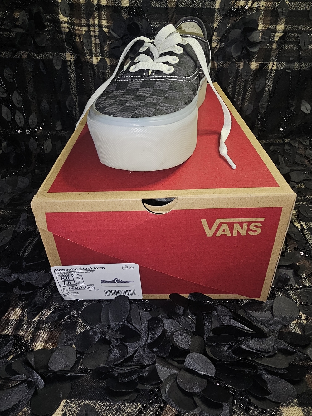 Vans  Checkerboard Authentic Stackform Sneaker - Black/White